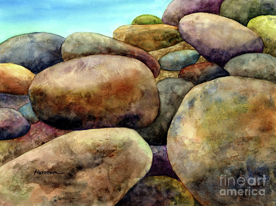 Still Water Rocks - Pastel Colors Painting