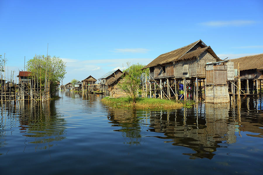 Stilted houses in village on Inle lake Photograph by Mikhail ...