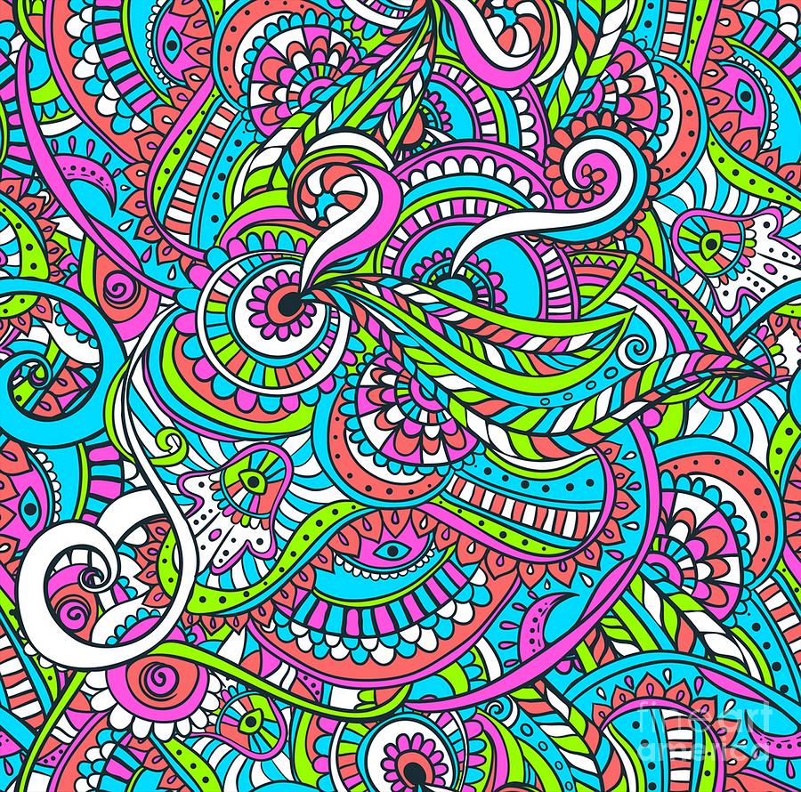 Stinavka - Bright Colorful Zentangle Pattern Digital Art by Sambel Pedes