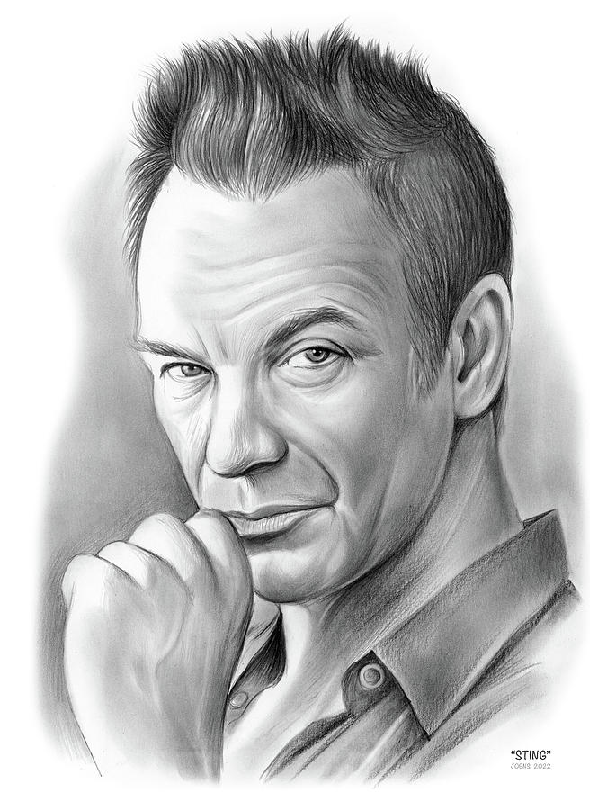Sting - pencil Drawing by Greg Joens
