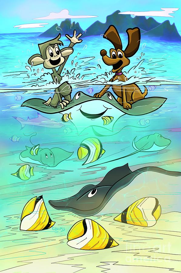 Stingray Splash Digital Art by Crystal Bhimji Fine Art America