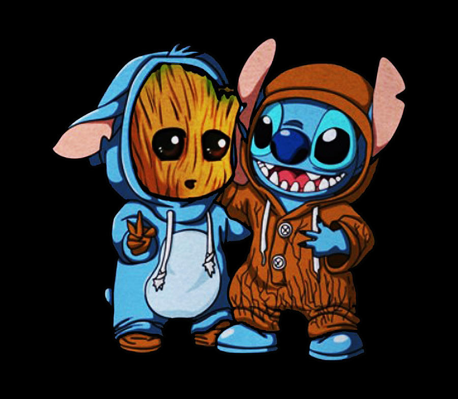 Stitch And Baby Groot Digital Art by Leala Launay - Pixels