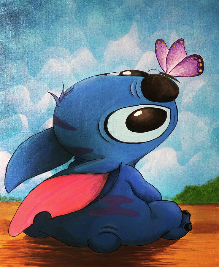 Stitch Butterfly Disney Painting by Lee Cloud - Pixels