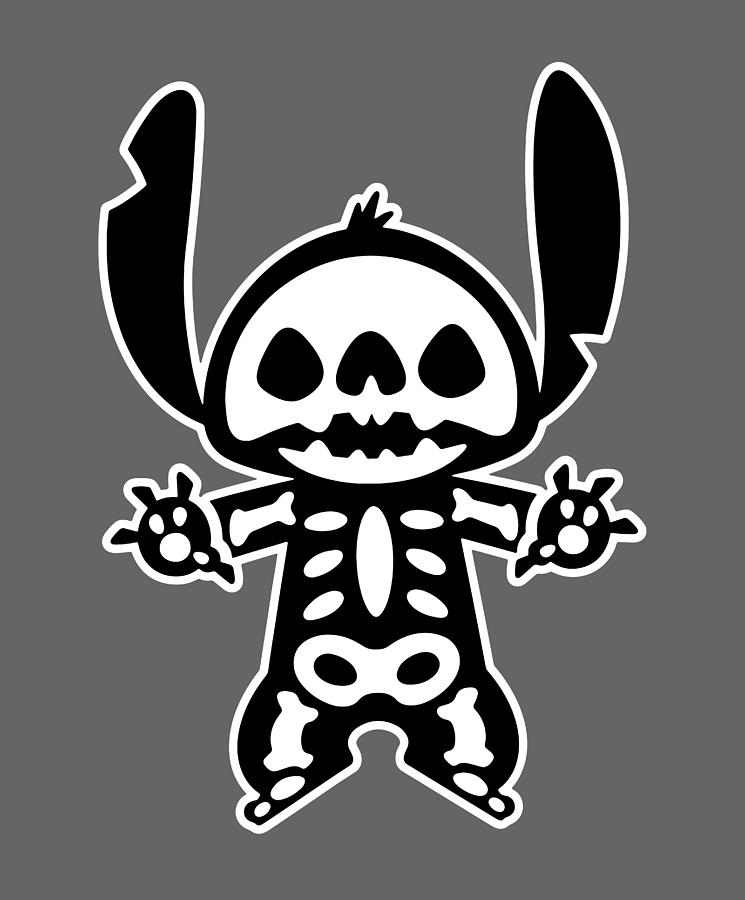 Stitch Halloween Skeleton black Digital Art by Anthony Quin - Pixels