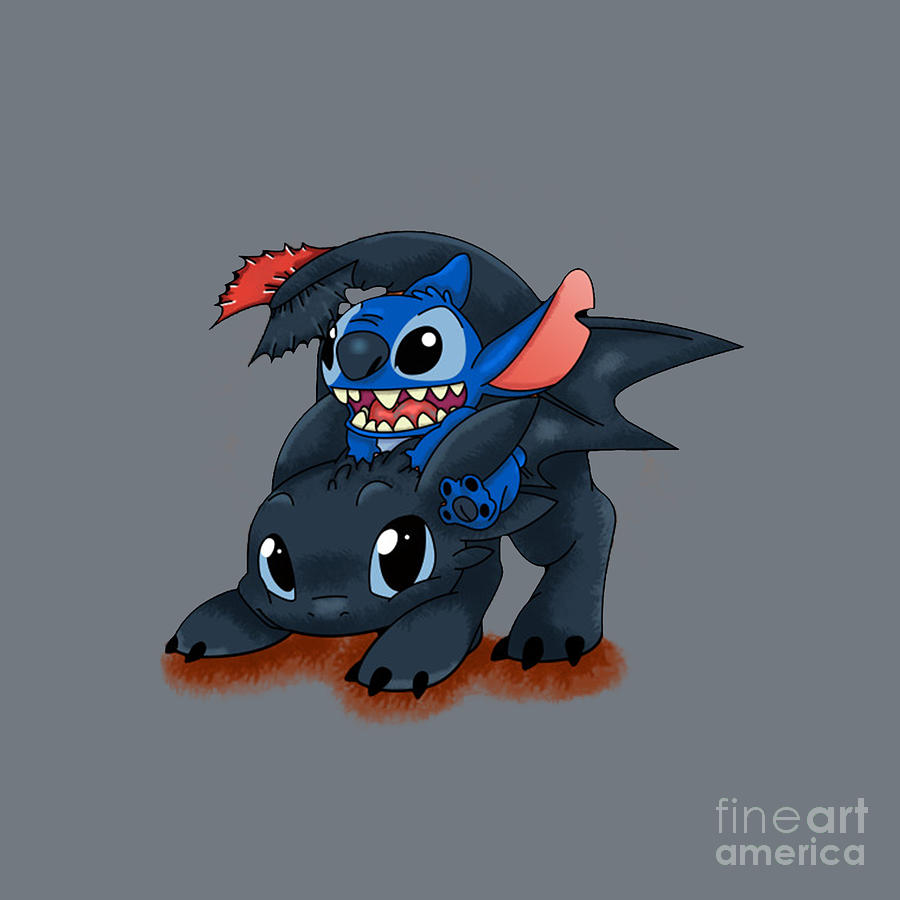 Stitch Toothless Crossover Drawing by Oman Wardi
