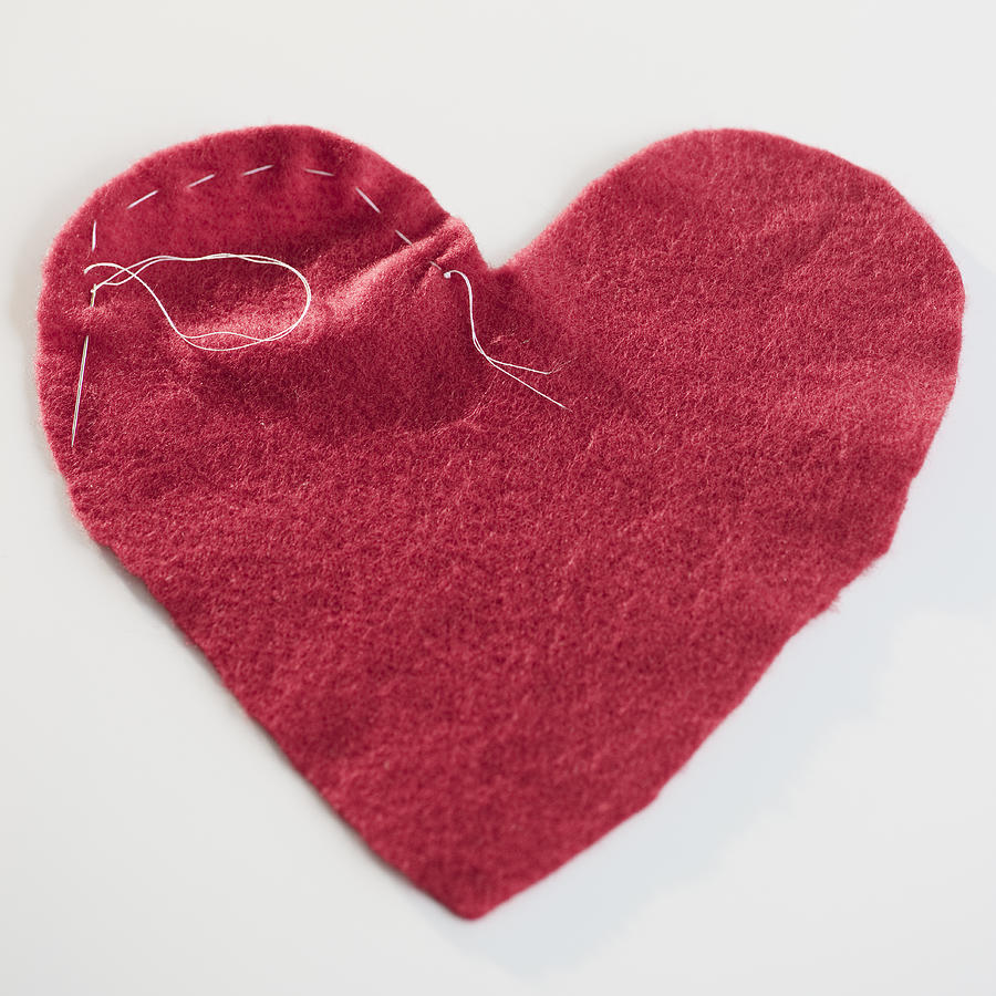 Stitched red heart Photograph by Jamie Grill