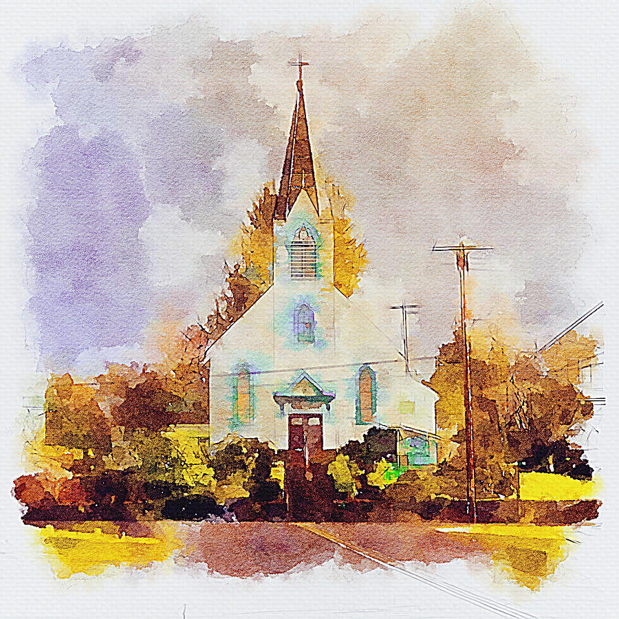 St.Joseph Church Tillamook Oregon Mixed Media by Tatiana Travelways