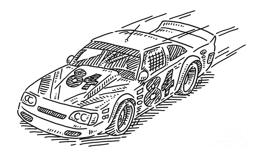 Stock Car Racing Drawing Drawing by Frank Ramspott | Pixels