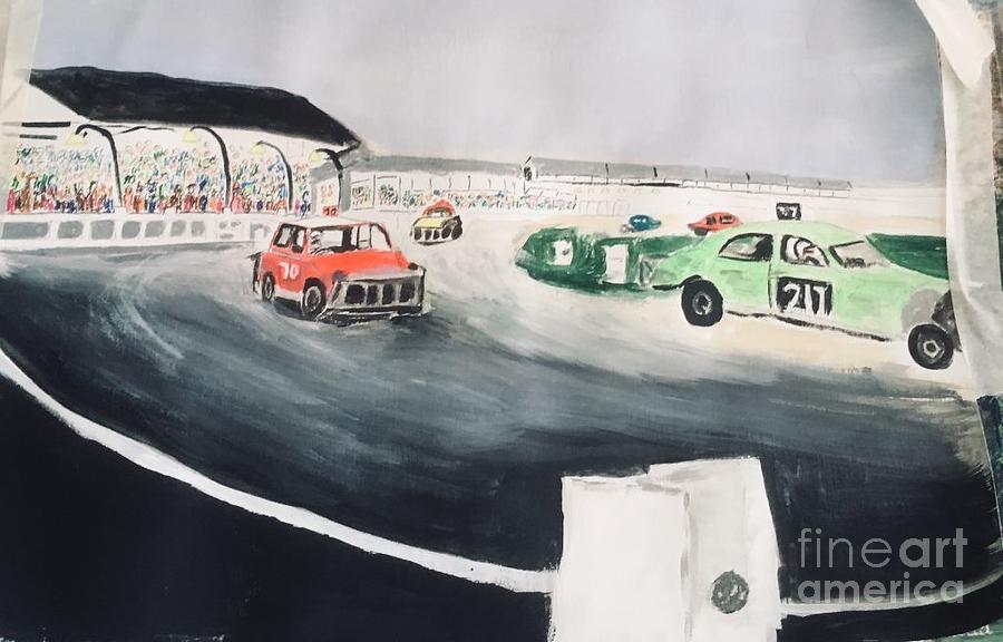 Stock cars Painting by Audrey Pollitt