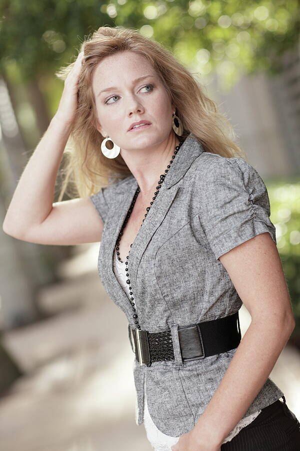 Necklace Photograph - Stock photoshoot with a businesswoman in the city by Felix Mizioznikov