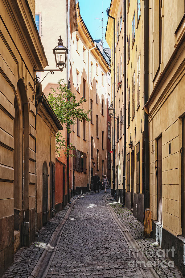 Architecture Photograph - Stockholm Gamla Stan Narrow Street by Antony McAulay