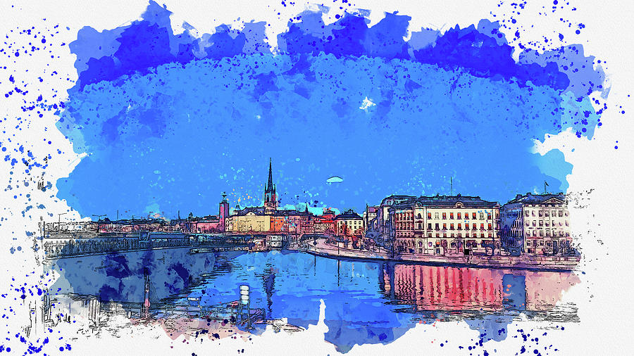 .Stockholm, Sweden 3 Painting by Celestial Images - Fine Art America