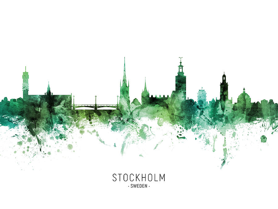 Stockholm Sweden Skyline #06 Digital Art by Michael Tompsett