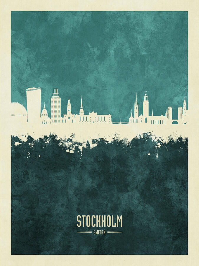Stockholm Sweden Skyline #34b Digital Art by Michael Tompsett Stockholm Sweden Skyline #34b Digital Art by Michael Tompsett