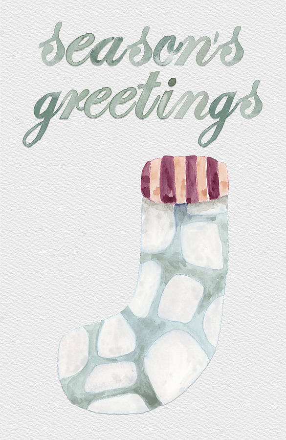 Christmas Digital Art - Stocking Watercolor Greeting Card by Ink Well