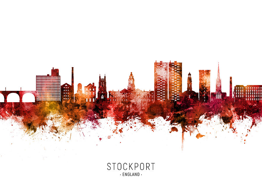 Stockport England Skyline #00 Digital Art by Michael Tompsett