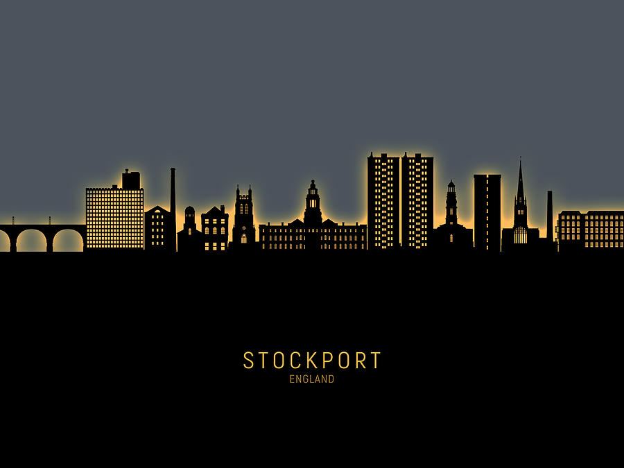 Stockport England Skyline #03 Digital Art by Michael Tompsett