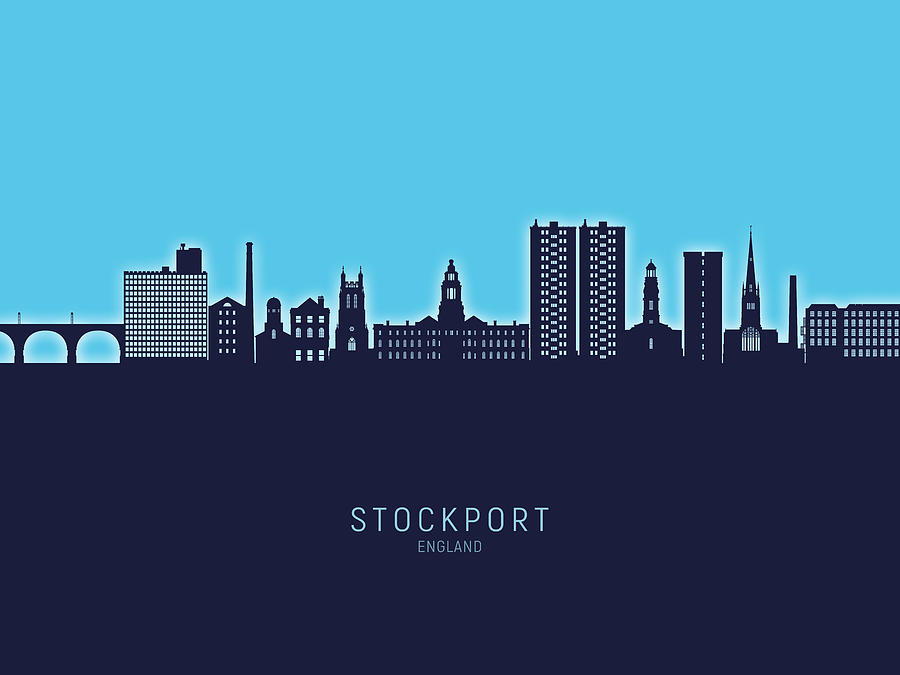 Stockport England Skyline #06 Digital Art by Michael Tompsett