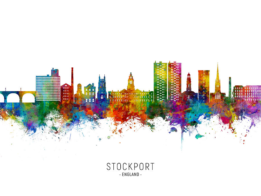 Stockport England Skyline #90 Digital Art by Michael Tompsett