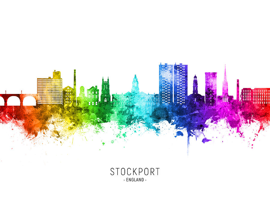 Stockport England Skyline #94 Digital Art by Michael Tompsett