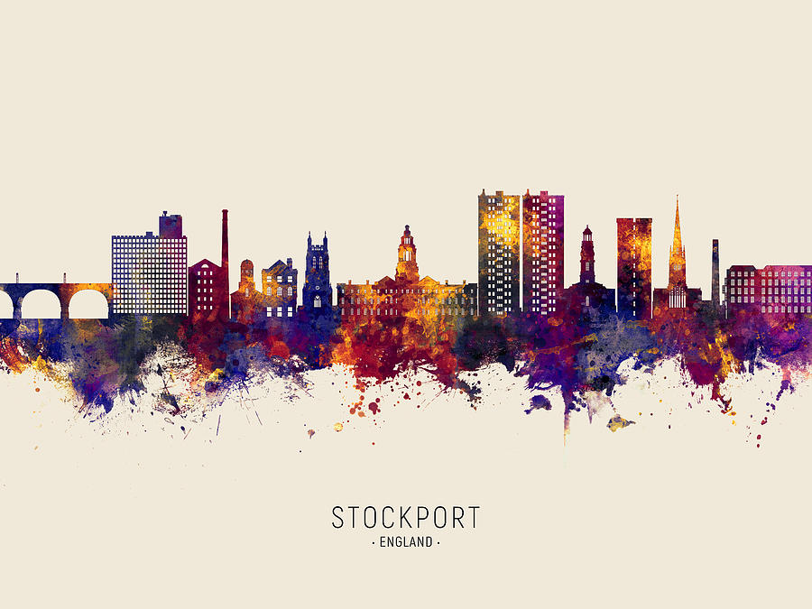 Stockport England Skyline #95 Digital Art by Michael Tompsett