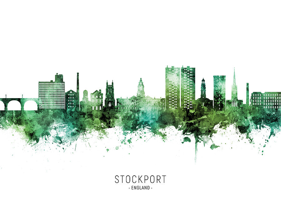 Stockport England Skyline #97 Digital Art by Michael Tompsett