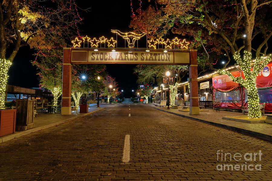 Stockyards Station after Dark Photograph by Bee Creek Photography - Tod and Cynthia