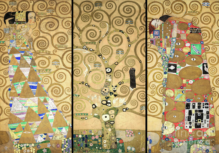 Stoclet Frieze Tree Of Life Triptych - Remastered Painting By Gustav ...