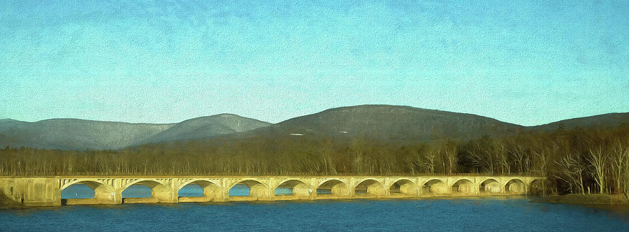 Mountain Photograph - Stone Arch Bridge at the Reservoir by Nancy De Flon