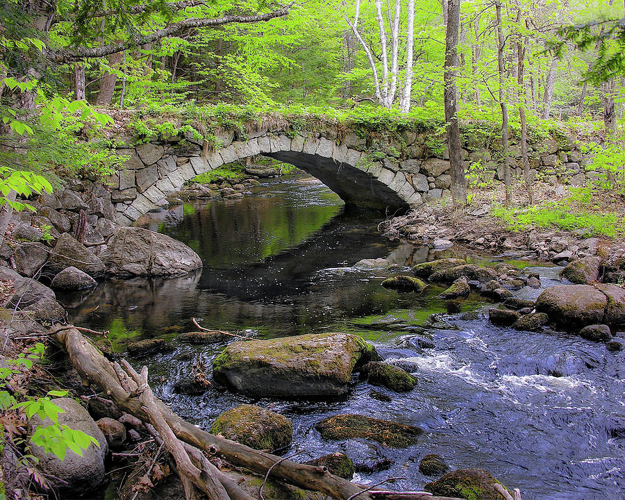 Summer Photograph - Stone Arch Bridge Carpeted in Greenery by Betty Denise