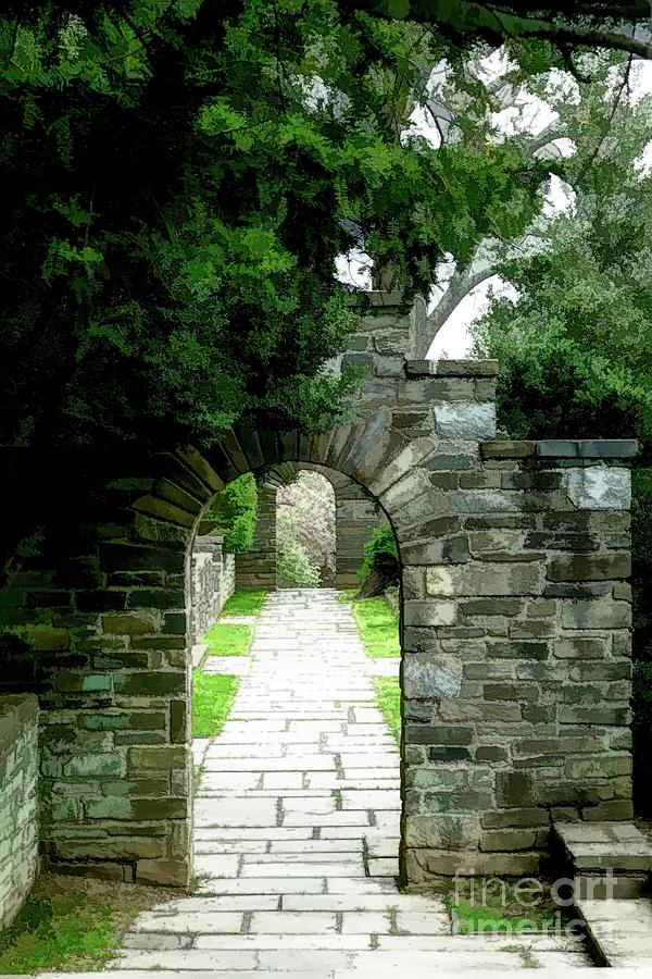 Stone arches and walkways grace the grounds of Glenview Mansion at Rockville Civic Center Park in Rockville, Maryland Photograph by William Kuta