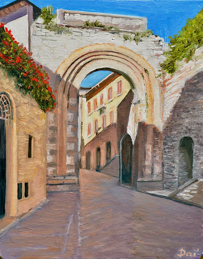  Stone Archway in Assisi Perugia Italy Painting by Dai Wynn