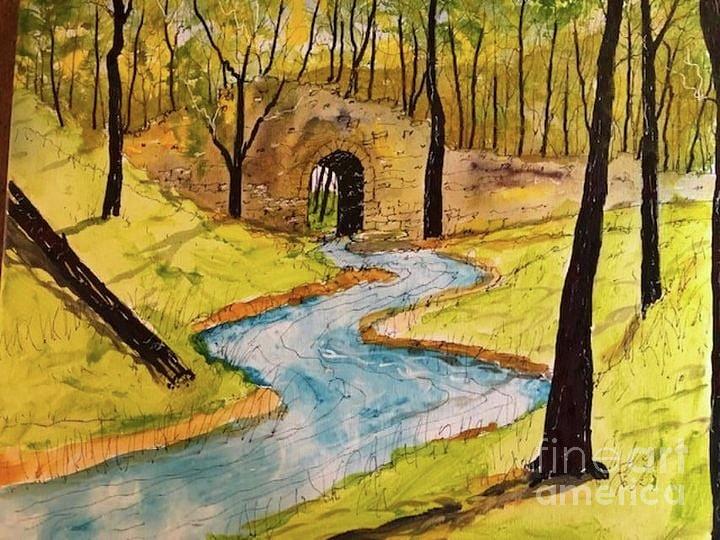 Stone Bridge at Furman Painting by Patrick Grills