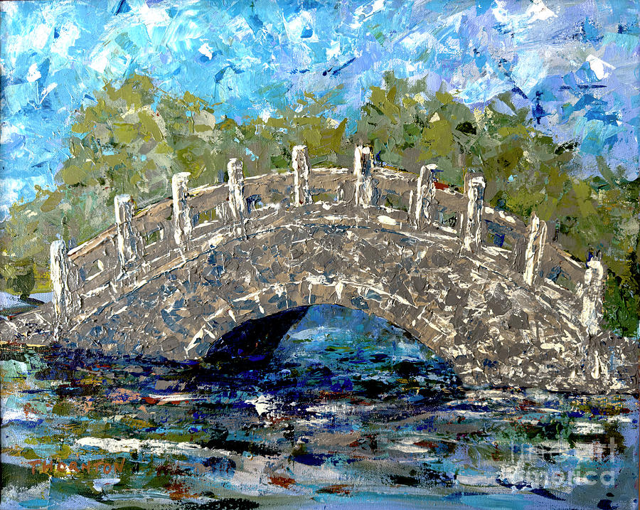 Garden Painting - Stone Bridge at Liliuokalani Park by Diane Thornton