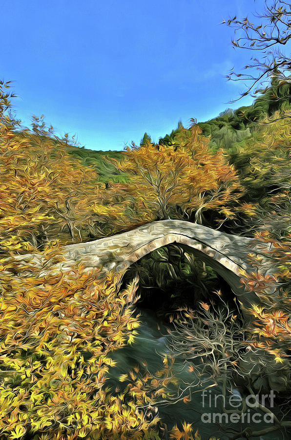 Stone bridge during Autumn II Painting by George Atsametakis