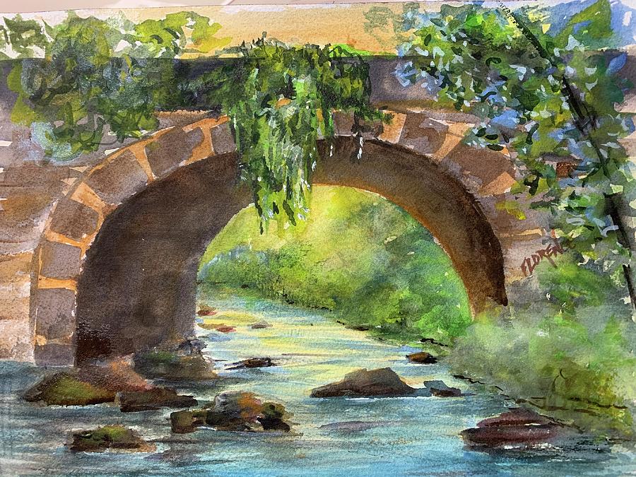 Stone Bridge Painting By Paintings By Florence Florence Ferrandino   Stone Bridge Florence Ferrandino 