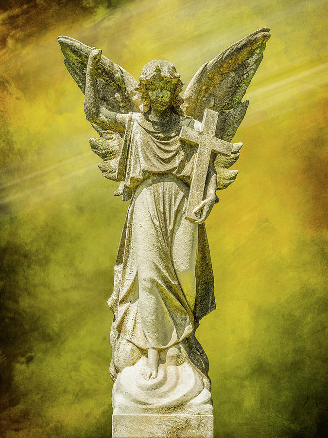 Stone Cemetery Monument Angel Digital Art by Randy Steele