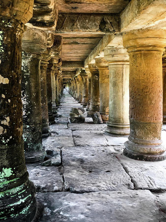Stone Colonnade at Baphuon Temple Photograph by Christine Ley
