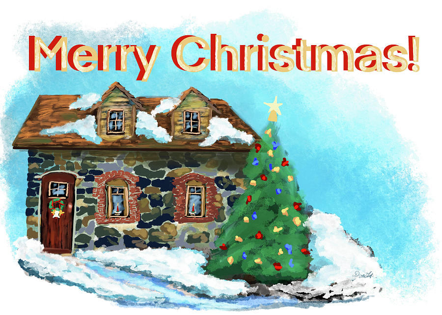 Stone Cottage Merry Christmas Digital Art by Doug Gist Stone Cottage Merry Christmas Digital Art by Doug Gist