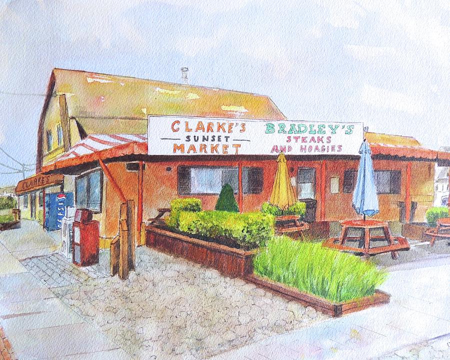 Stone Harbor New Jersey Clarkes Sunset Market and the Old Bradleys Painting by Patty Kay Hall