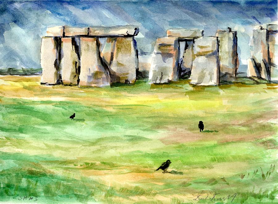 Stone Henge with Birds Painting by David Dorrell