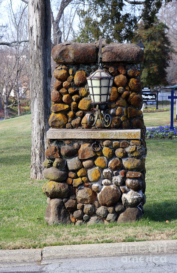 Stone Lamppost at Entrance to Reynolda Village 1689 Photograph by Jack Schultz