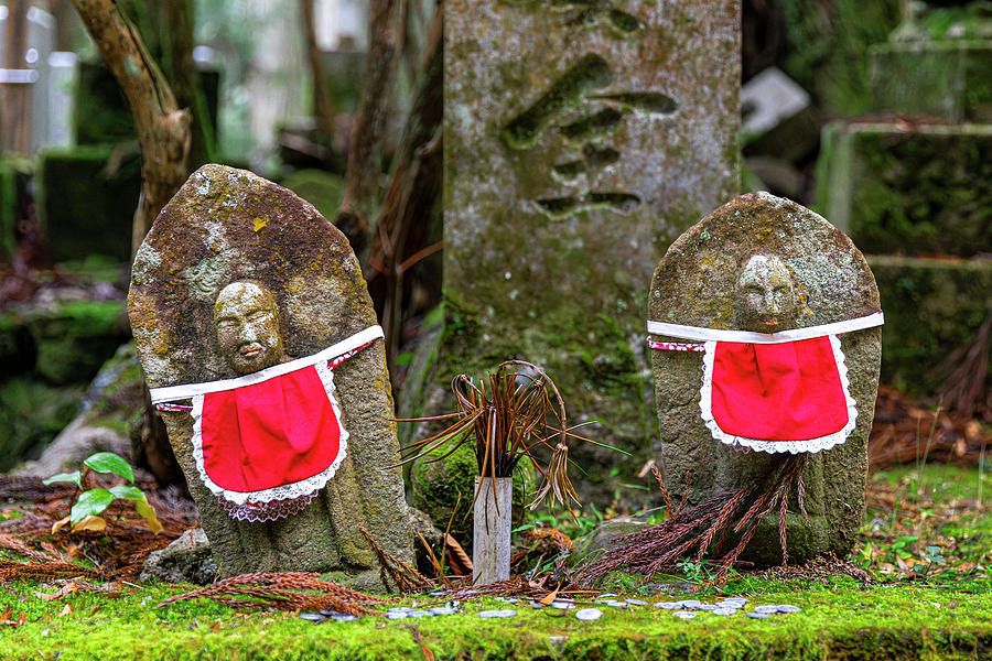 Koyasan Photograph - stone memorial statues inside the Okunoin  cemetery by Gualtiero Boffi