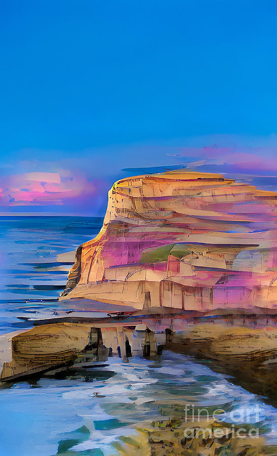 Stone Rock At Dawn In The Ocean Digital Art