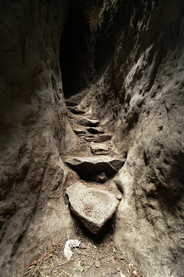 Stone Staircase Into A Mountain, Laibela, Ethiopia Photograph