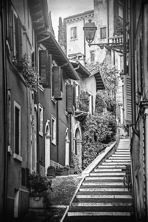 Stone Steps In Verona Italy Black And White Photograph