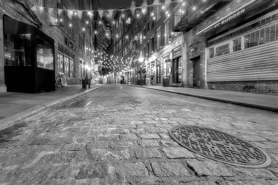 Stone Street NYC BW Photograph by Susan Candelario