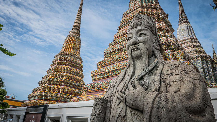 stone Thai - Chinese style sculpture and thai art architecture. Photograph by Iphotothailand
