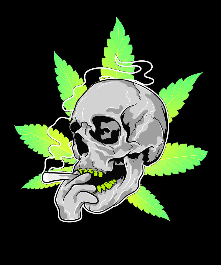 Stoned Weed Marijuana Skull Digital Art by CalNyto - Pixels