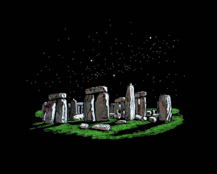 Stonehenge At Night Painting by Masha Batkova